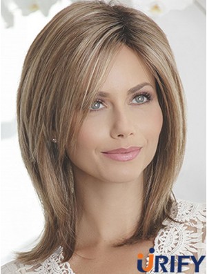 Layered Brown Straight Shoulder Länge 14  inchSchlanke mittlere Perücken