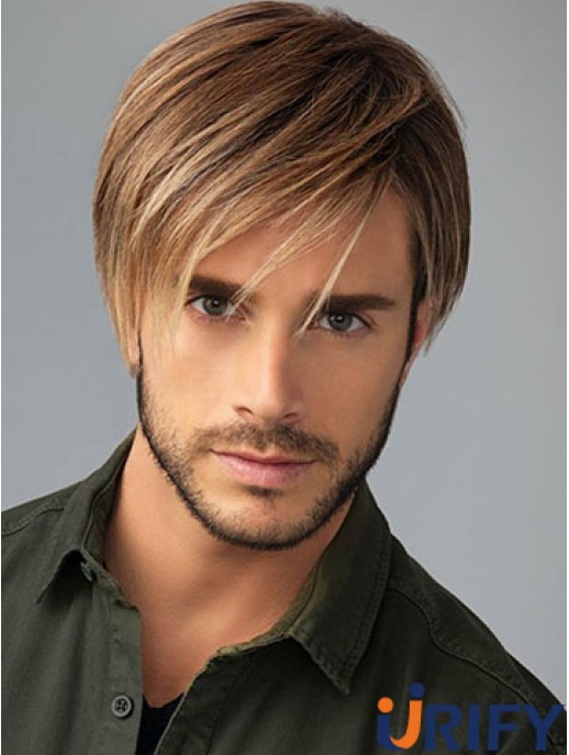 8 Zoll Brown Synthetic Capless Short mit Pony Perücken Monofilament