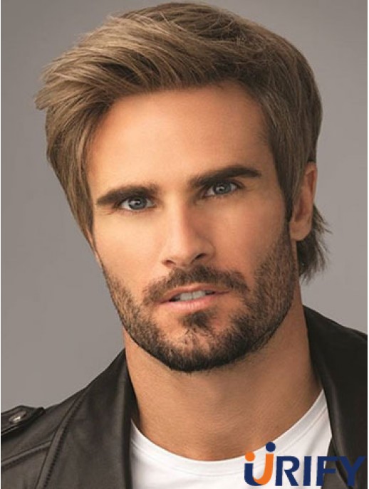 8  inchClassic Straight Brown Synthetic UK Herren Perücke