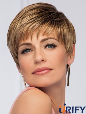 Synthetische braune Boycuts gerade 5 Zoll kurze Perücken