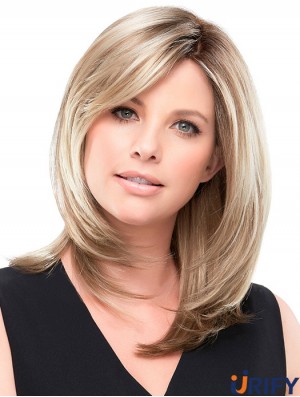 Blonde Straight 100% handgebundene geschichtete 14-Zoll-Damenperücken für Krebspatienten