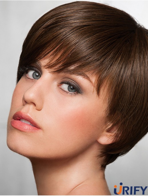 Boycuts Brown Synthetic Straight 8 Zoll Damen Short Perücken