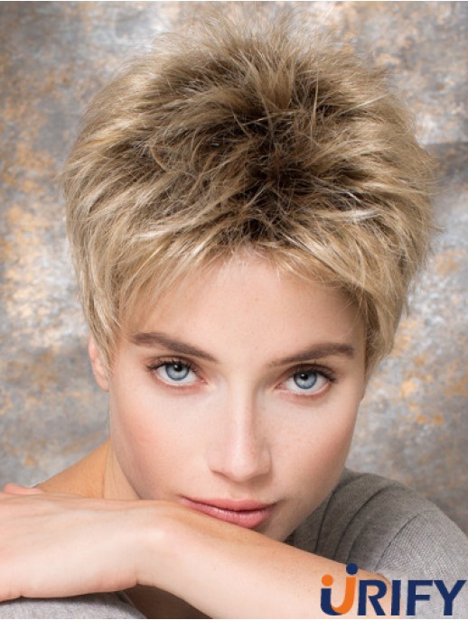 4 Zoll Blonde Synthetic Boycuts Glattes kurzes Haar