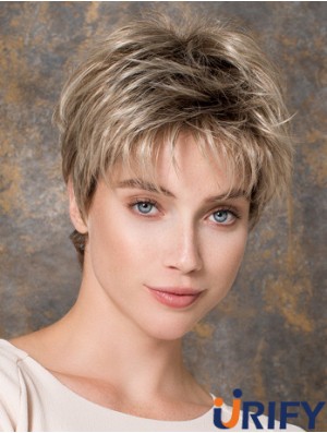 Capless Straight Blonde Boycuts 6 Zoll synthetische Perücken Online