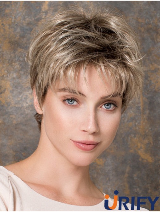Capless Straight Blonde Boycuts 6 Zoll synthetische Perücken Online