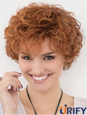Lace Front Curly Copper Layered 10-Zoll-Kurzhaarfrisuren