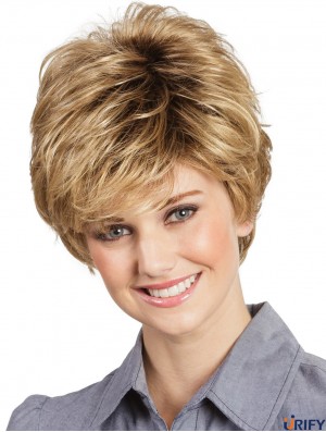 Boycuts Wellige Capless Blonde 8 Zoll Kurze Perücken Für Frauen
