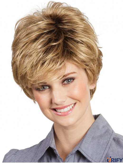 Boycuts Wellige Capless Blonde 8 Zoll Kurze Perücken Für Frauen