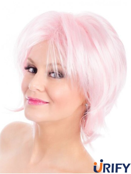 Gerade Bobs Pink 8 Zoll Capless Perücke Mode