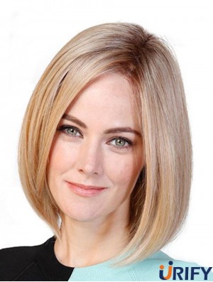 Straight Bobs Blonde 11  inchMonofilament Cancer Patient Perücken