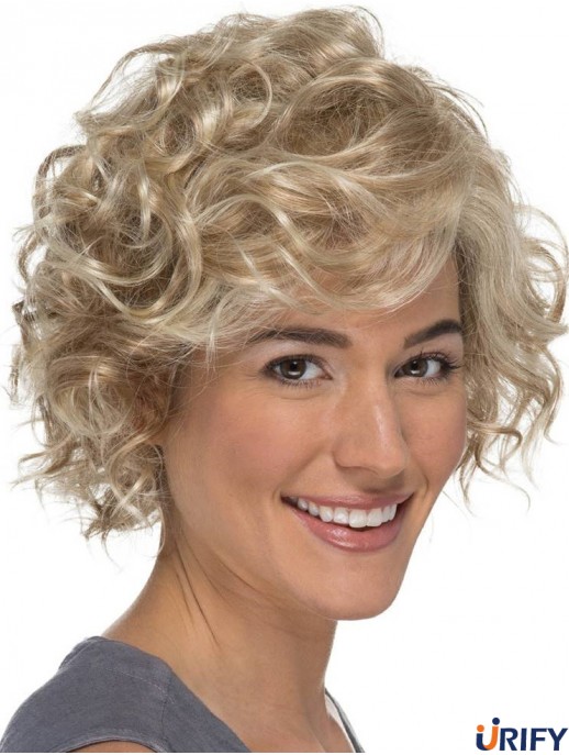 Klassische lockige blonde 8 Zoll Spitze Perücke