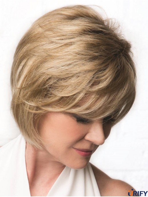 Monofilament Blonde 10 Zoll Wellige Bobs Krebs Perücken Für Frauen