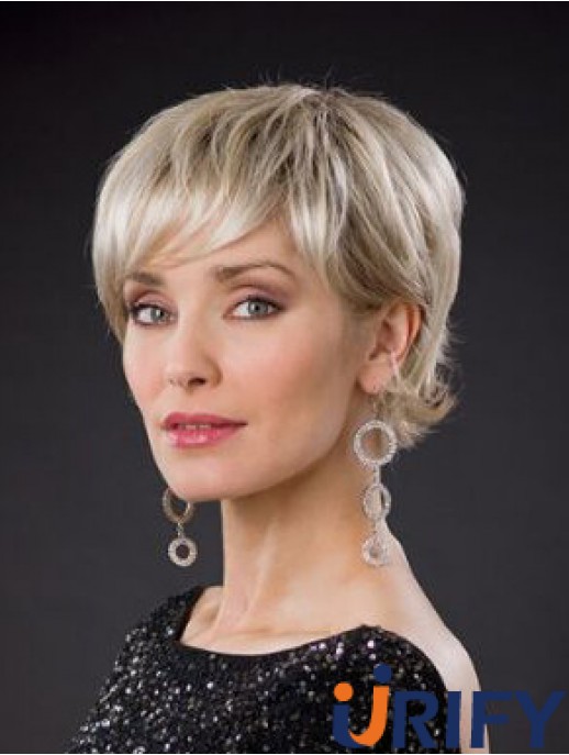 Blonde Short Synthetic 8  inchWavy Bobs Glueless Lace Perücken