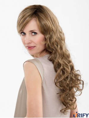 Brown Long Synthetic 20  inchCurly With Bangs Günstige Lace Front Perücken