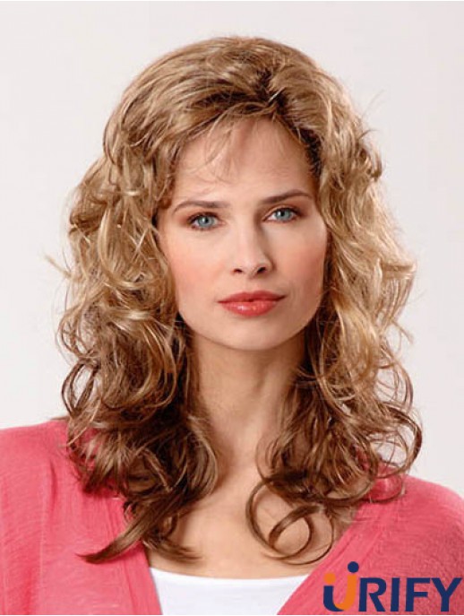 Synthetische Brown Curly 14  inchCapless Layered Long Perücken