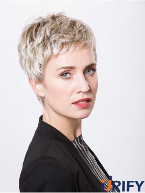 Platinblonde Synthetische Mono Perücken De