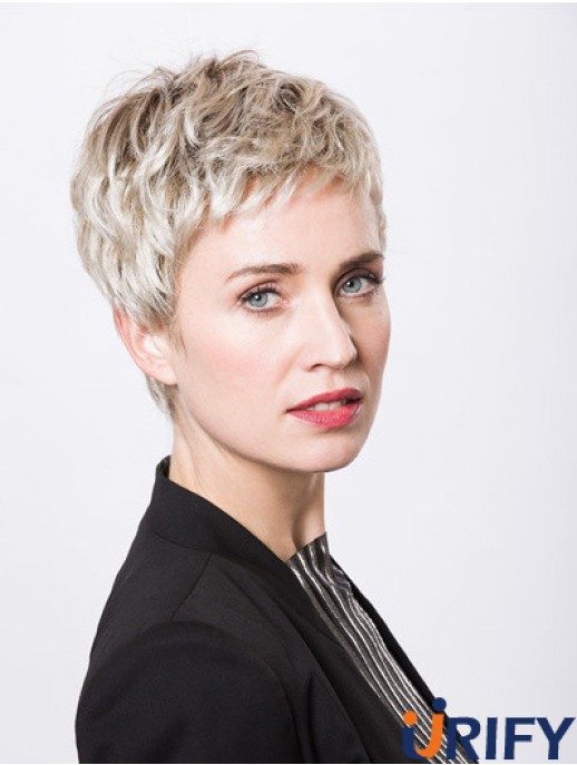 Platinblonde Synthetische Mono Perücken De