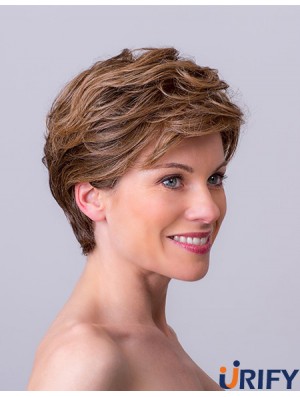Auburn Layered Short 8  inchWellenförmige synthetische Perücken Monofilament
