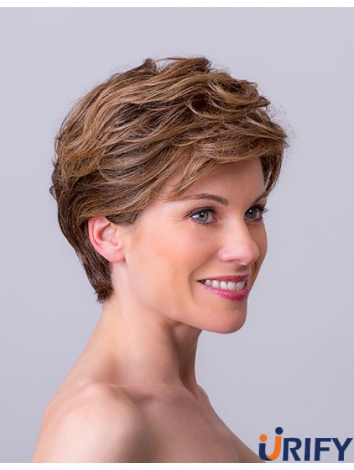 Auburn Layered Short 8  inchWellenförmige synthetische Perücken Monofilament