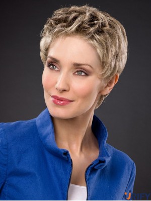 Synthetische Spitze vorne 4 Zoll Boycuts gerade blonde kurze Frisuren für Frauen