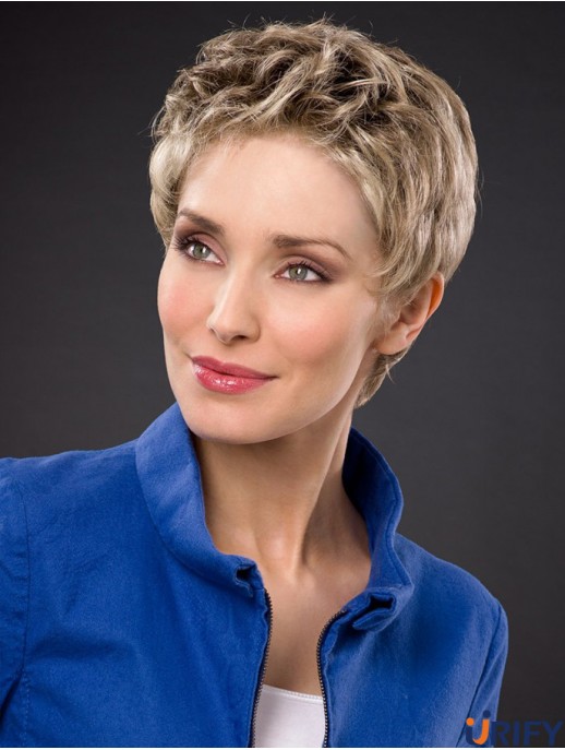 Synthetische Spitze vorne 4 Zoll Boycuts gerade blonde kurze Frisuren für Frauen