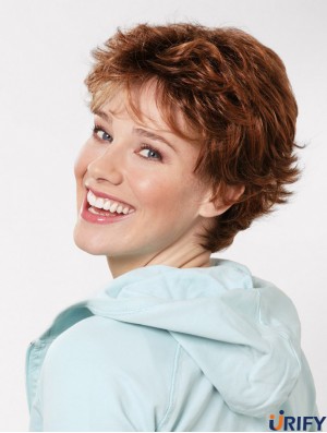 Gerade Boycuts Capless 6 Zoll Auburn Short Synthetic Perücken Frauen