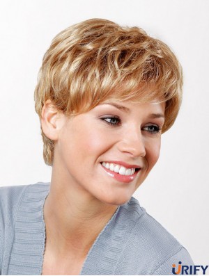 Straight Boycuts Lace Front 8 Zoll Blonde Short Synthetic Perücken Online