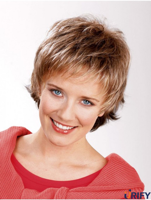 Straight Layered Capless 8  inchAuburn Short Synthetic Fashion Perücken