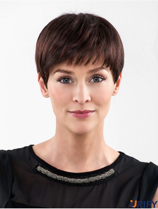 100% handgebundene synthetische 5  inchCropped Straight Auburn Boycuts Perücken zum Verkauf