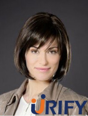 10  inchgerade braune synthetische Kinnlänge Monofilament Bob Cut Perücken