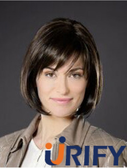 10  inchgerade braune synthetische Kinnlänge Monofilament Bob Cut Perücken