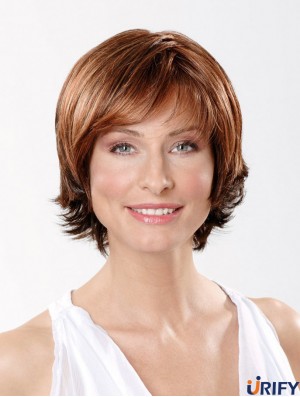 10  inchStraight Copper Synthetic Chin Länge Spitze Front Fashion Bob Perücken