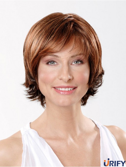 10  inchStraight Copper Synthetic Chin Länge Spitze Front Fashion Bob Perücken