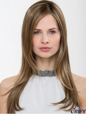 Synthetische Ombre / 2 Ton Straight 18  inchCapless ohne Pony Damen lange Perücke