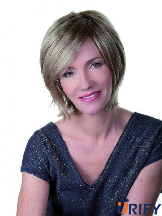 Blonde 10 Zoll Bobs Straight Monofilament Synthetische mittellange Frisuren