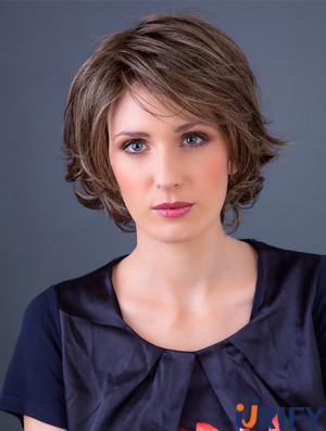 Brown 10  inchBobs Wavy Monofilament Synthetic Medium Perücke