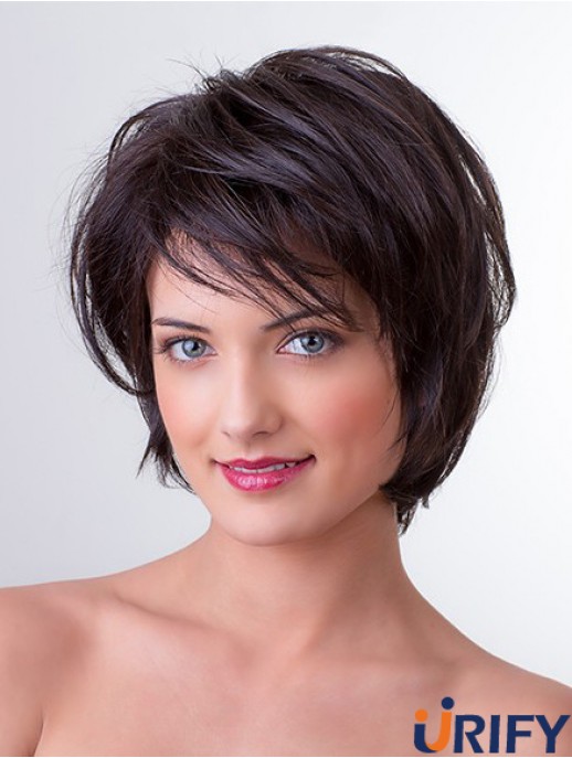 Brown 10  inchBobs Straight Monofilament Synthetische Frauen Perücke Medium