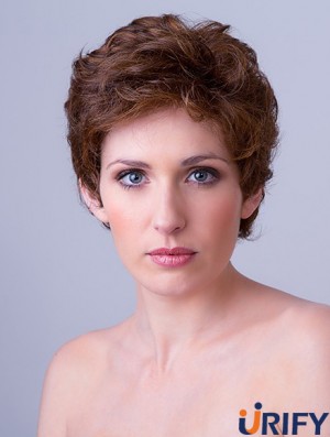 Synthetische Monofilament 4  inchBoycuts gewellte Auburn Frisuren für kurzes Haar