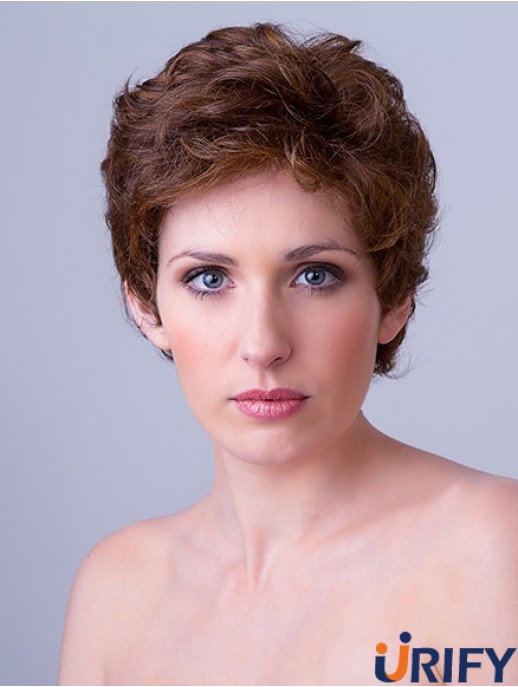 Synthetische Monofilament 4  inchBoycuts gewellte Auburn Frisuren für kurzes Haar