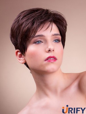 Synthetisches Monofilament 6  inchBoycuts Straight Brown Ladies Short Hairstyles