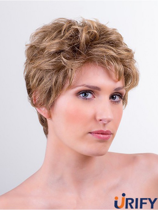 Synthetische Monofilament 6  inchBoycuts Wellige Blonde Kurze Perücken Für Frauen