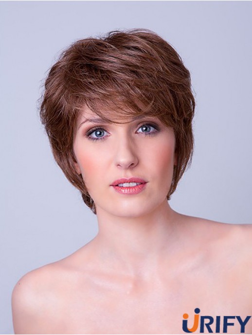 Synthetic Monofilament 8  inchLayered Straight Brown Damen Kurzhaar Perücken