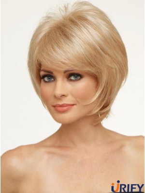 Kupfer mit Pony gerade 8 Zoll Kinn Länge Monofilament Hair Topper
