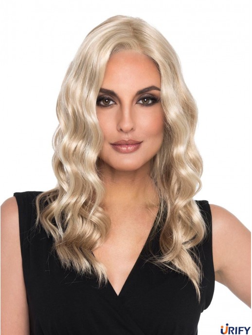Curly Blonde ohne Pony 16 Zoll Mono Top Perücke