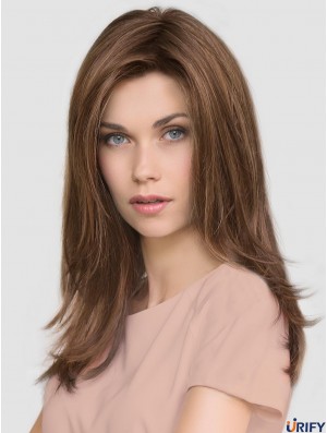 Brown Layered Straight 16  inchlange Mono Perücken
