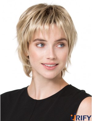 6 Zoll bequeme gerade Boycuts blonde kurze Perücken