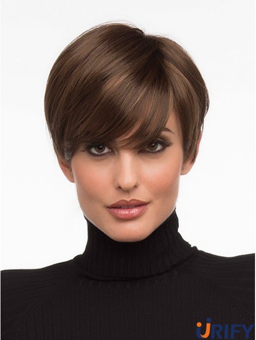 Lace Front Perücken abgeschnitten Länge braune Farbe Straight Style Boycuts
