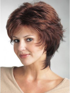 Lace Front Perücke UK Short Length Straight Style Auburn Farbe