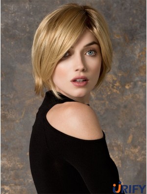Bobs Kinn Länge Blonde Gerade Günstigste Petite Perücken