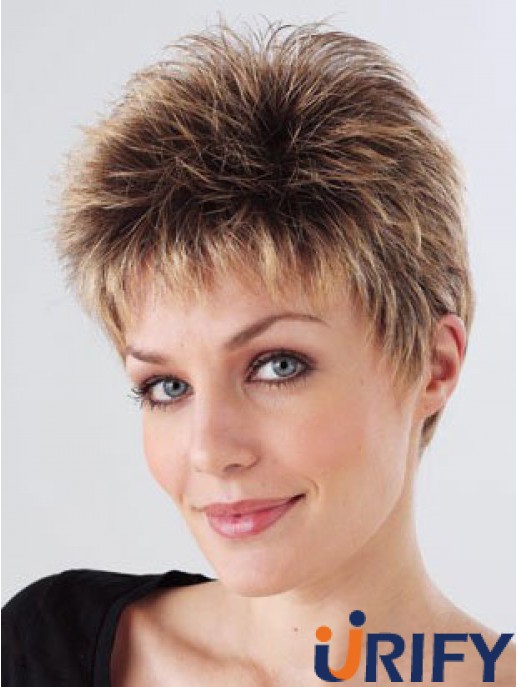 Synthetisch geschnittene Monofilam Boycuts Handgebundene Mono Petite Perücken